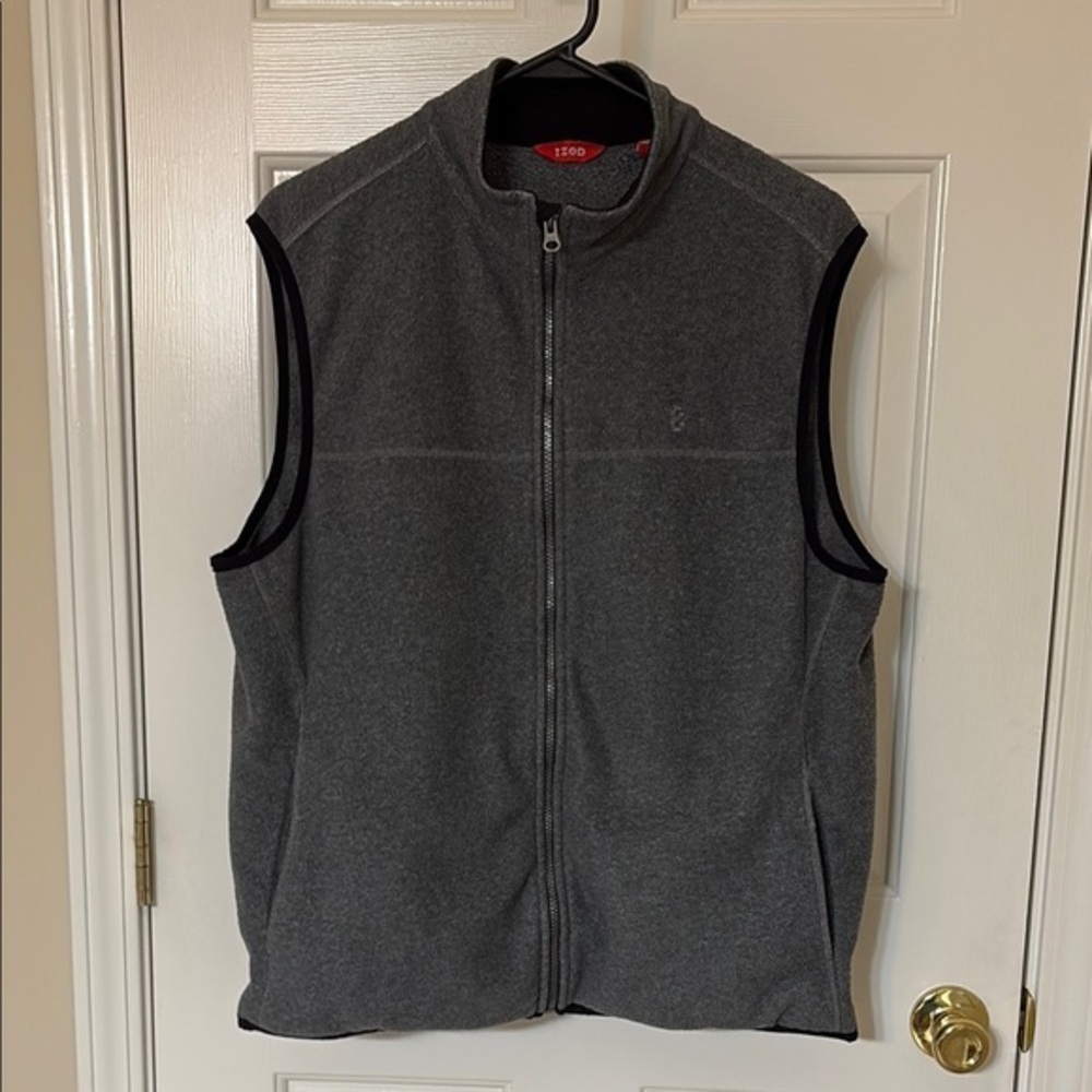 Izod Gray Fleece Vest Casual Layering Essential